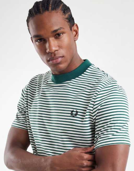 Fred Perry - T-shirt épais à rayures - Vert et blanc, 5 de 5