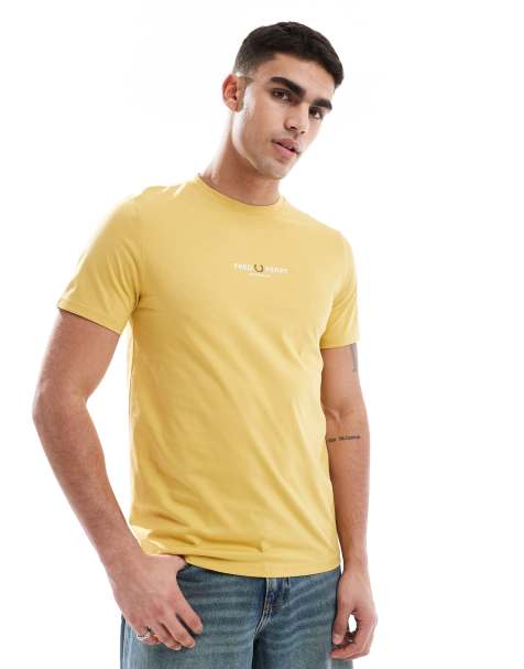 Fred Perry - T-shirt gialla con logo centrale - view 1