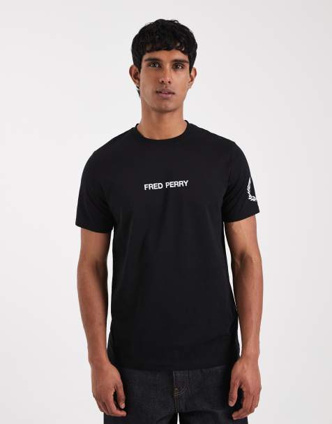 Fred Perry t-shirt in black with double logo print