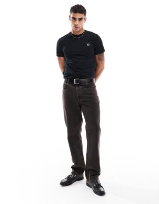 Fred Perry t-shirt in black with vertical logo back print | ASOS