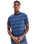 [Fred Perry] Fred Perry t-shirt in blue with black horizontal stripes M Blue