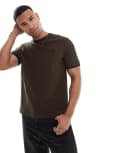 [Fred Perry] Fred Perry t-shirt in brown pique with sleeve cuff S Brown