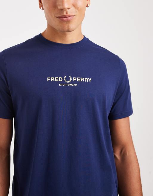 Fred Perry – T-Shirt in französischem Marineblau mit „Sportswear“-Logo, 5 von 5