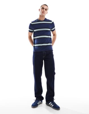 Fred Perry Fred Perry t-shirt in navy with horizontal thick stripes