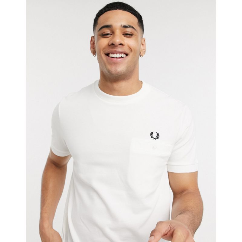 Uomo  Fred Perry - T-shirt in piqué bianco con tasca 