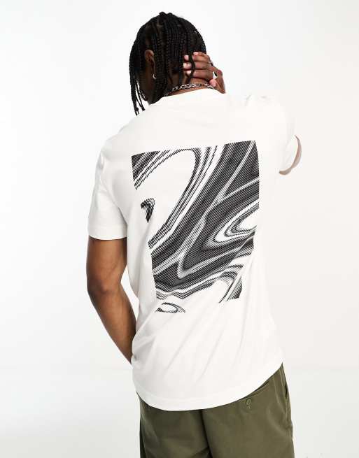 Fred Perry – T-Shirt in Schneeweiß mit abstraktem Soundwave-Print