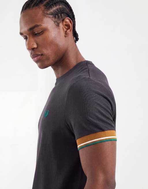 Fred Perry T-shirt med dobbelt kant på ærmekant i ankergrå, 4 af 5