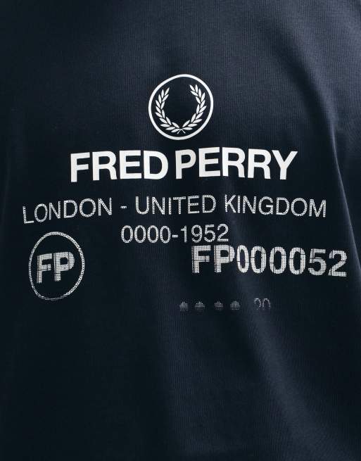 Fred Perry T-shirt med korte ærmer, 1952 grafisk logo i marineblå, 3 af 9