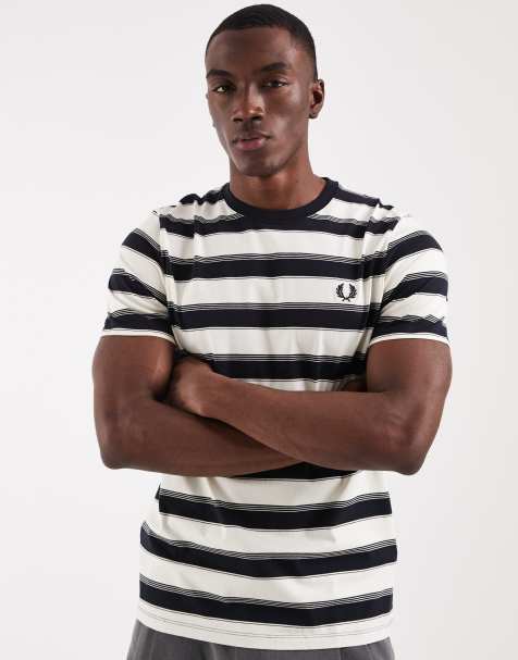 Fred Perry - T-shirt med marineblå/hvide striber - view 1