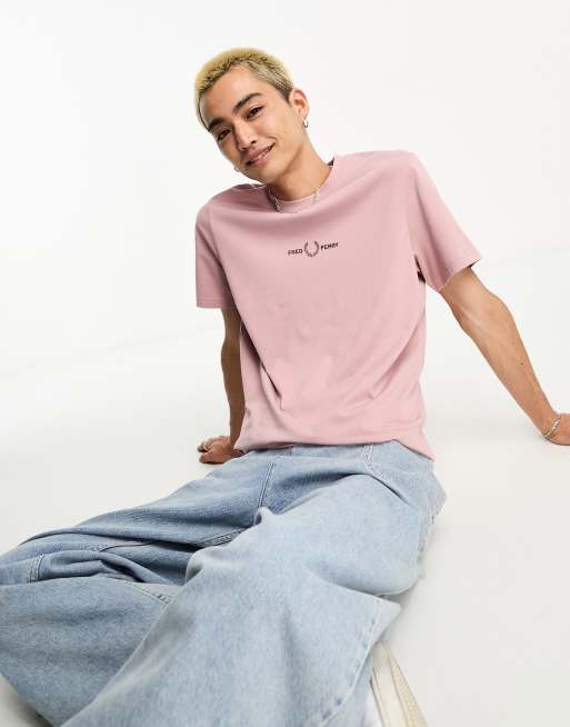 Fred Perry - T-shirt met borduursel in oudroze