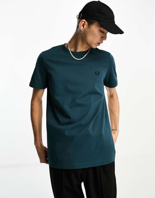 Fred Perry - T-shirt met contrasterende bies in petrolblauw