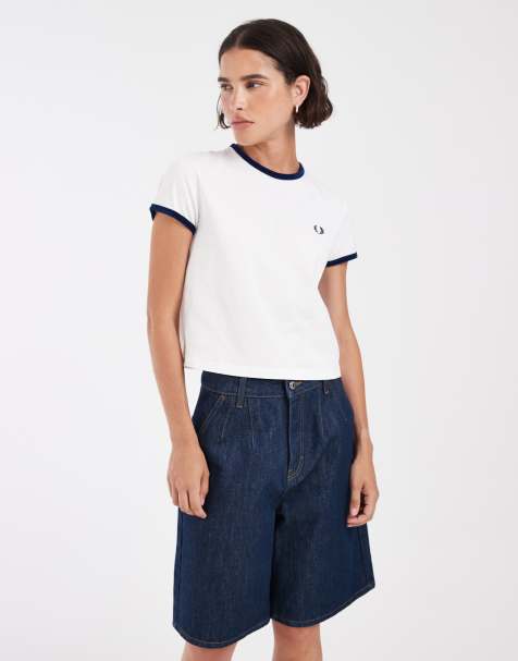 Fred Perry T-shirt met contrasterende veloursbies in wit - view 1
