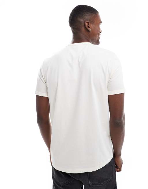 Fred Perry - T-shirt met een gekleurd randje in ecru, 3 van 4