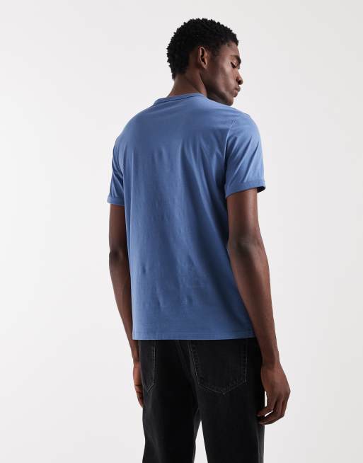 Fred Perry - T-shirt met logo en gekleurde biezen in blauw, 3 van 5