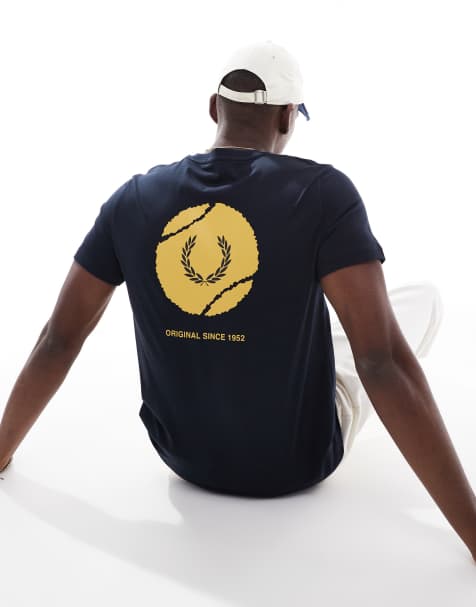 Fred Perry - T-shirt met print in marineblauw - view 1