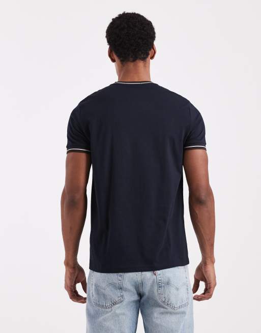 Fred Perry - T-Shirt met twee gekleurde streepjes in marineblauw, 3 van 5