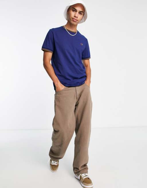 Fred Perry – T-Shirt mit doppelten Zierstreifen in Marine, 4 von 4