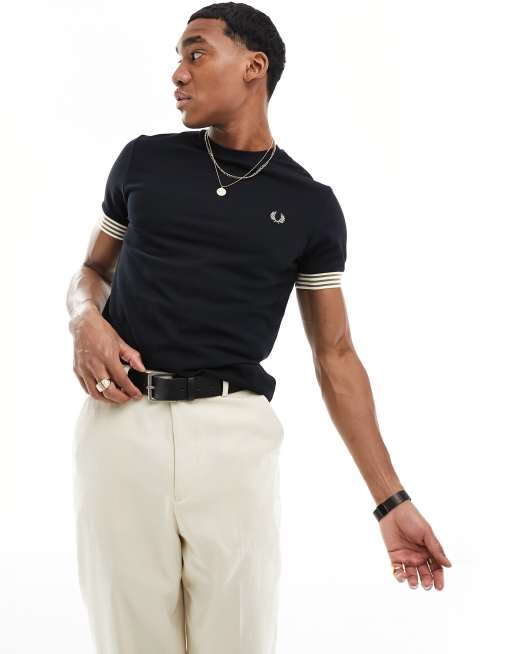 Black fred perry short sleeve shirt clearance