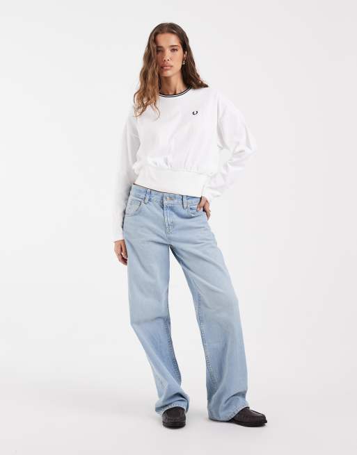 Fred Perry T-Shirt mit langen Ärmeln und Doppelstreifen in Weiß, 2 von 4