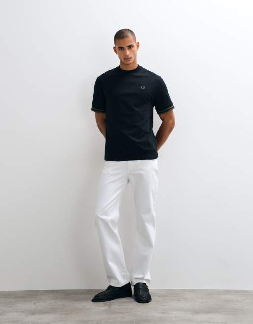Fred Perry T-Shirt mit markanten Kontraststreifen in Schwarz, 2 von 10