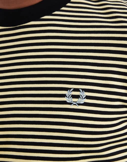 Fred Perry - T-shirt pesante nera e cammello a righe, 4 di 5