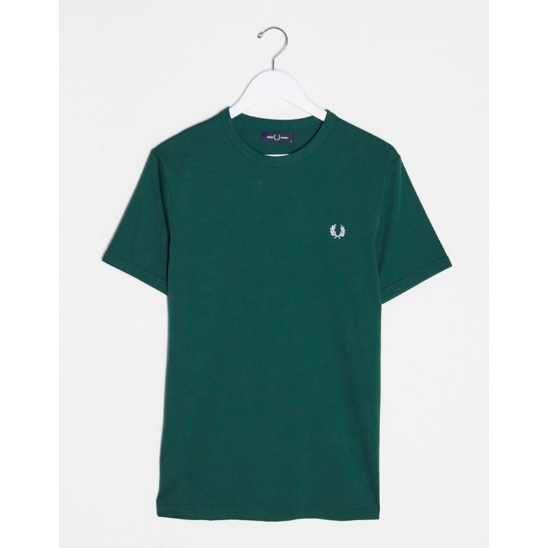 Designer  Fred Perry - T-shirt verde con bordi a contrasto
