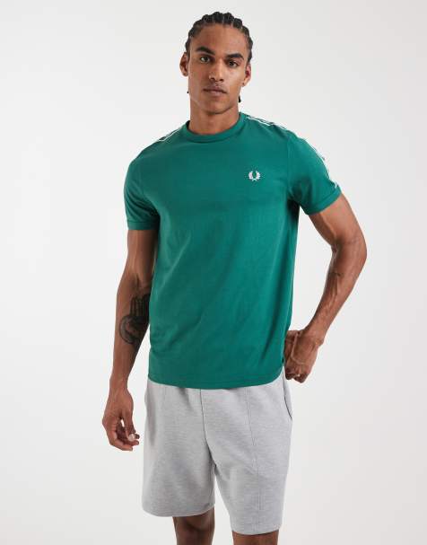 Fred Perry - T-shirt verde con fettuccia a contrasto - view 1