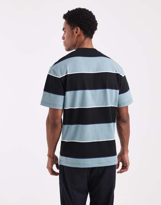 Fred Perry - T-shirt vestibilità comoda a righe blu e nere, 3 di 5
