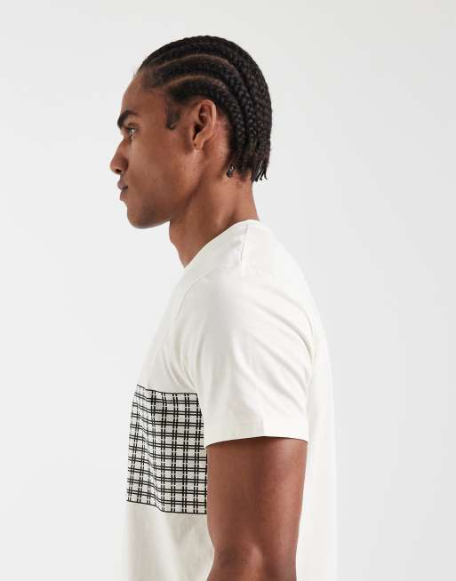 Fred Perry – T-shirt w kolorze ecru z grafiką siatki tenisowej, 5 z 5