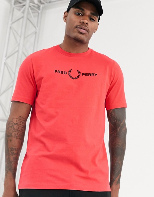 Fred Perry t-shirt with embroidered chest logo in pink