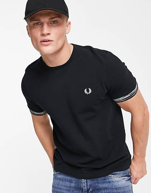 T-Shirts & Vests Fred Perry t-shirt with space dye tipping in black 