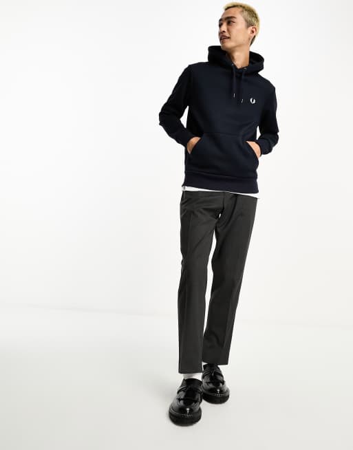 Fred Perry tape detail hooded sweatshirt in navy | ASOS