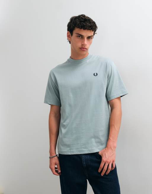 Fred Perry tape print t-shirt in pale blue, 2 of 5