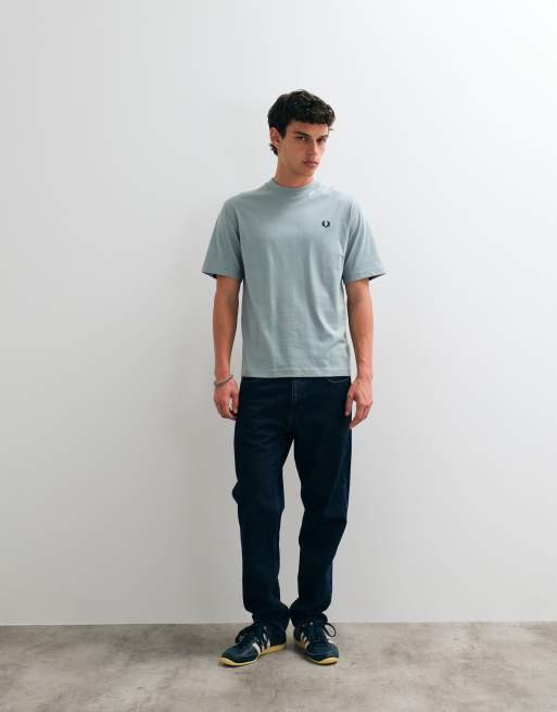 Fred Perry tape print t-shirt in pale blue, 4 of 5