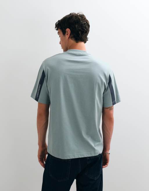 Fred Perry tape print t-shirt in pale blue, 5 of 5