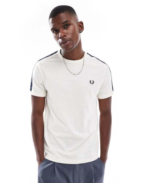 Fred Perry tape ringer t-shirt in beige