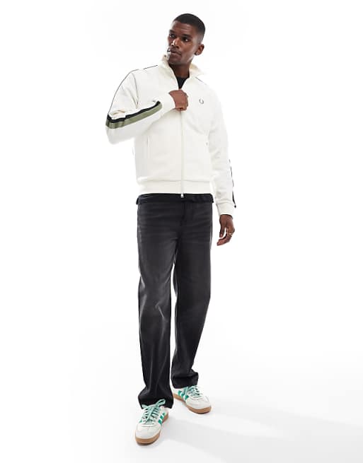 Fred Perry tape track jacket in ecru | ASOS Fred Perry tape track jacket in ecru | ASOS