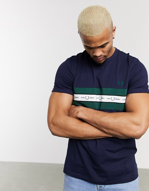 Fred Perry taped chest t-shirt in navy