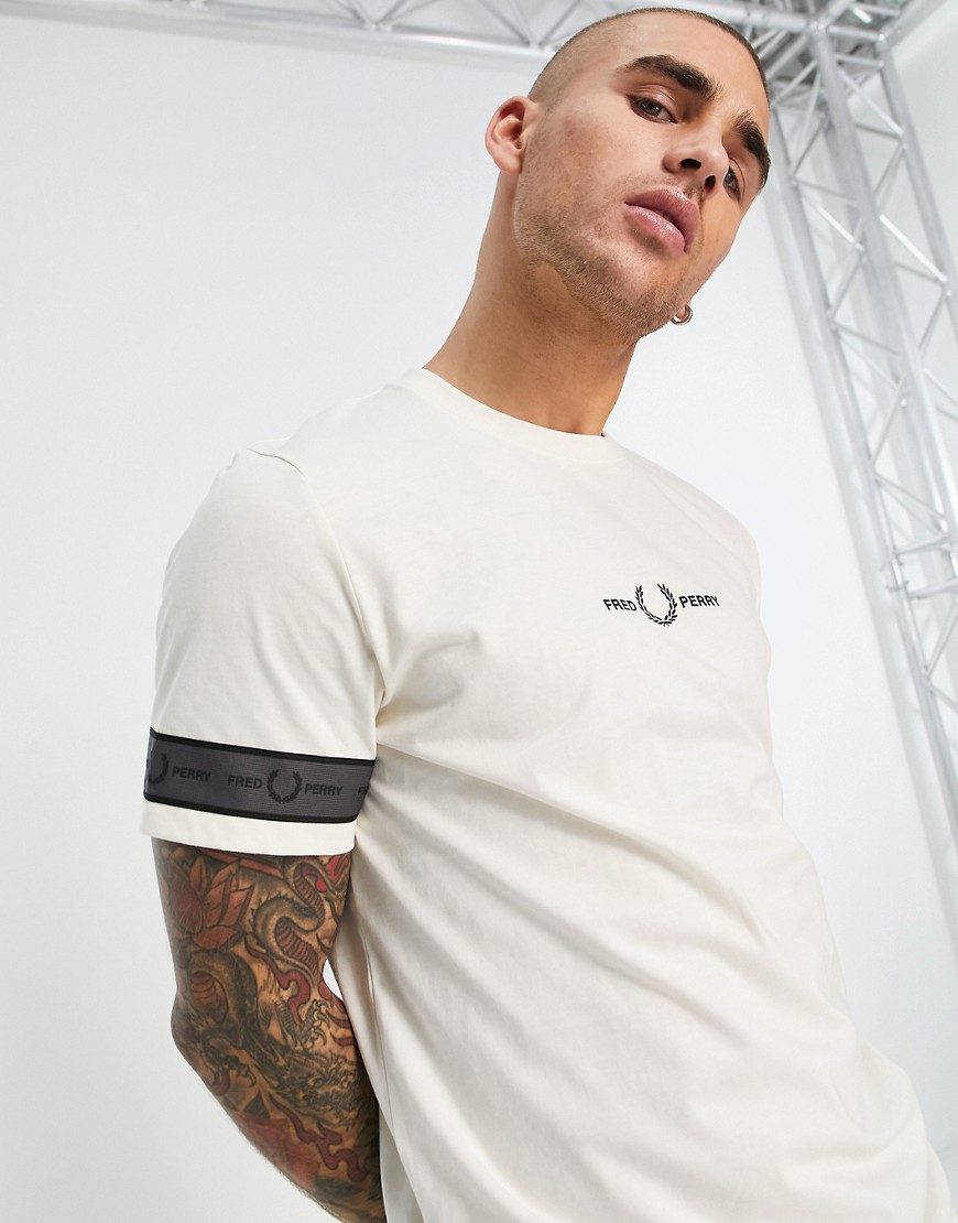 Fred Perry taped cuff T-shirt in white