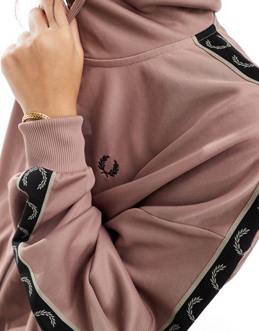 Fred Perry taped hooded track jacket pink