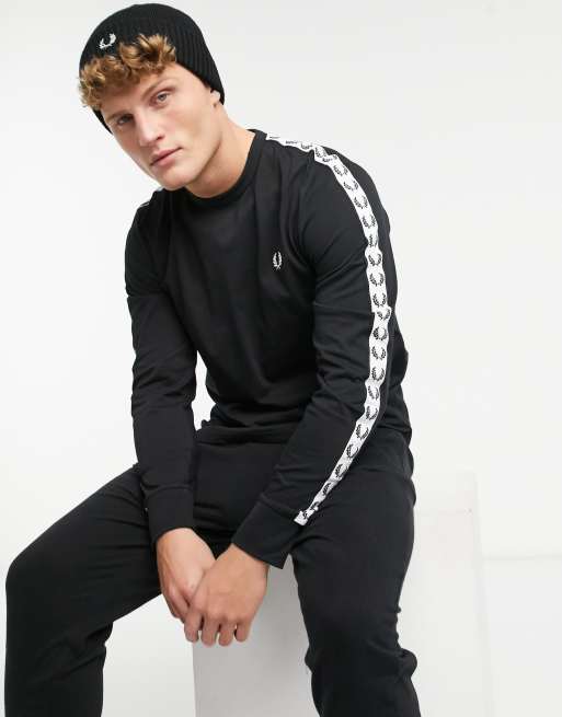 Fred Perry taped long sleeve top in black