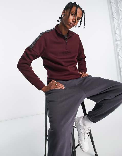 Fred Perry taped quarter zip sweat in red - view 1