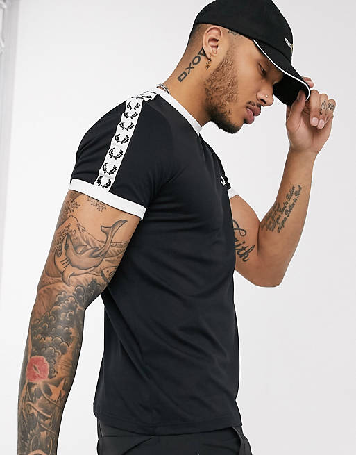 Fred Perry taped ringer t-shirt in black