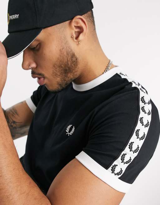 Fred Perry taped ringer t-shirt in black, 3 of 4