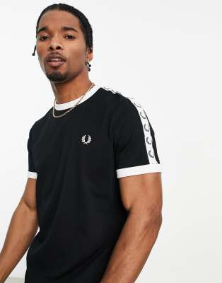 Fred Perry taped ringer t-shirt in black