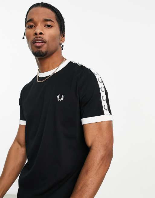 Fred Perry taped ringer t shirt in black