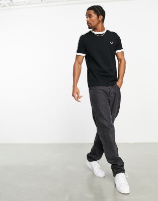 Fred Perry Taped Ringer T-shirt In Black