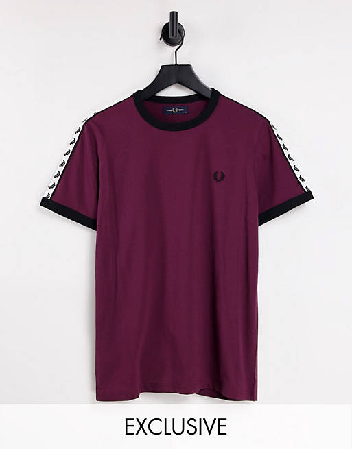  Fred Perry taped ringer t-shirt in burgundy Exclusive at  