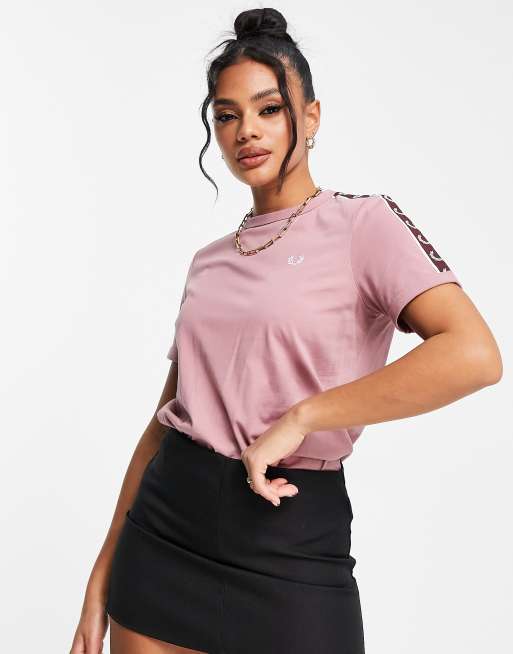 Fred Perry taped ringer t-shirt in dusky pink | ASOS