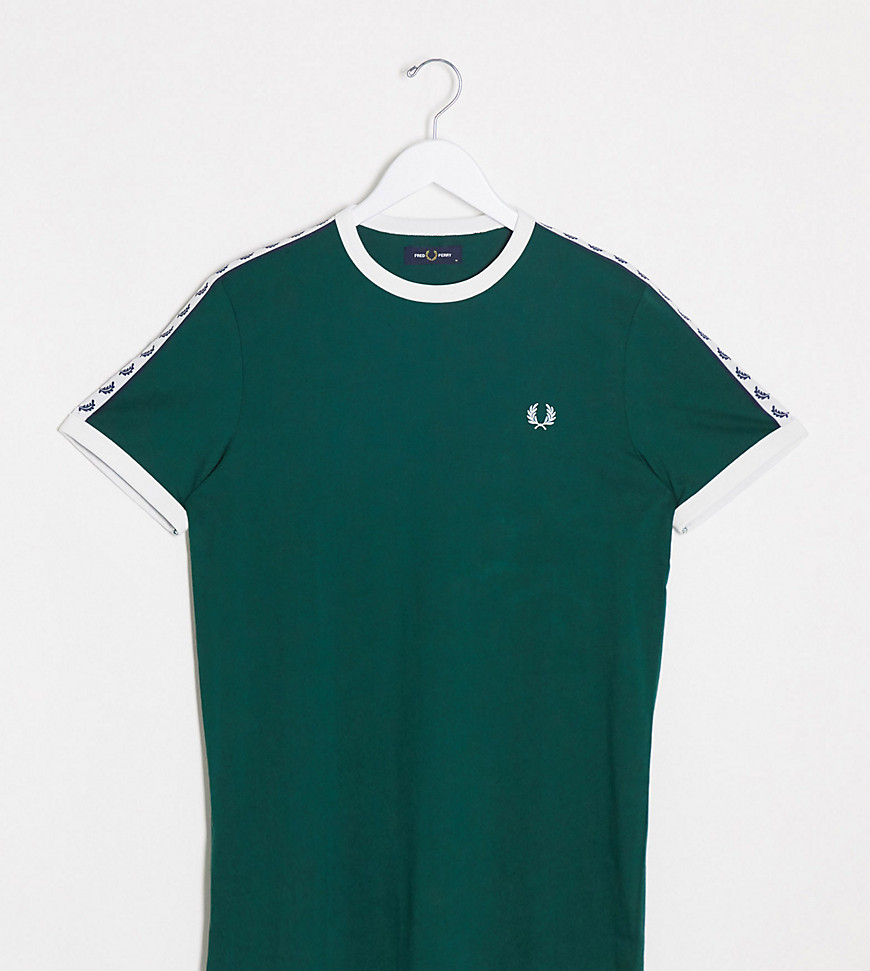 Fred Perry taped ringer t-shirt in green Exclusive at ASOS